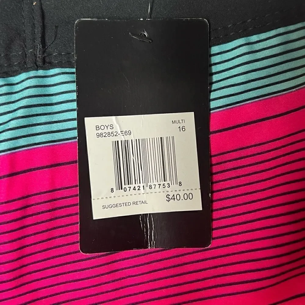Hurley Boys Multi Color Stripe Board Shorts Swim Suit Size 16 (28) NWT